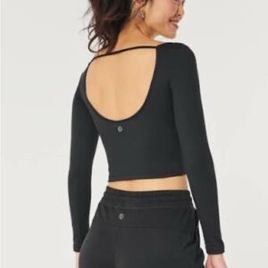 Gilly Hicks Black Open-Back Active Top